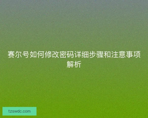 赛尔号如何修改密码详细步骤和注意事项解析
