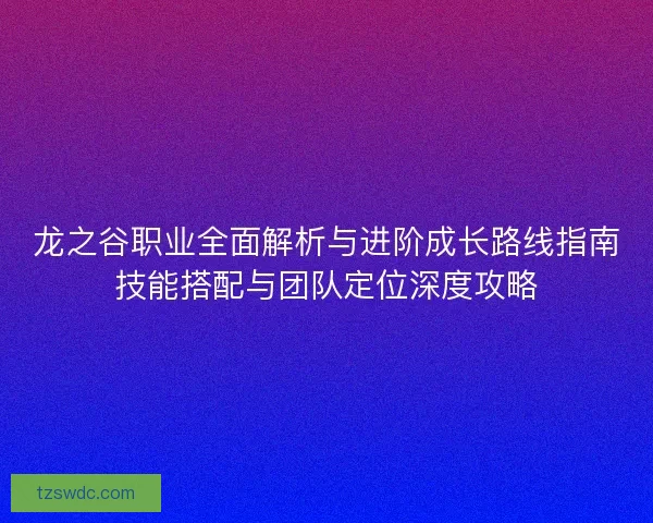 龙之谷职业全面解析与进阶成长路线指南技能搭配与团队定位深度攻略