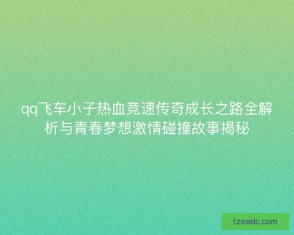 qq飞车小子热血竞速传奇成长之路全解析与青春梦想激情碰撞故事揭秘